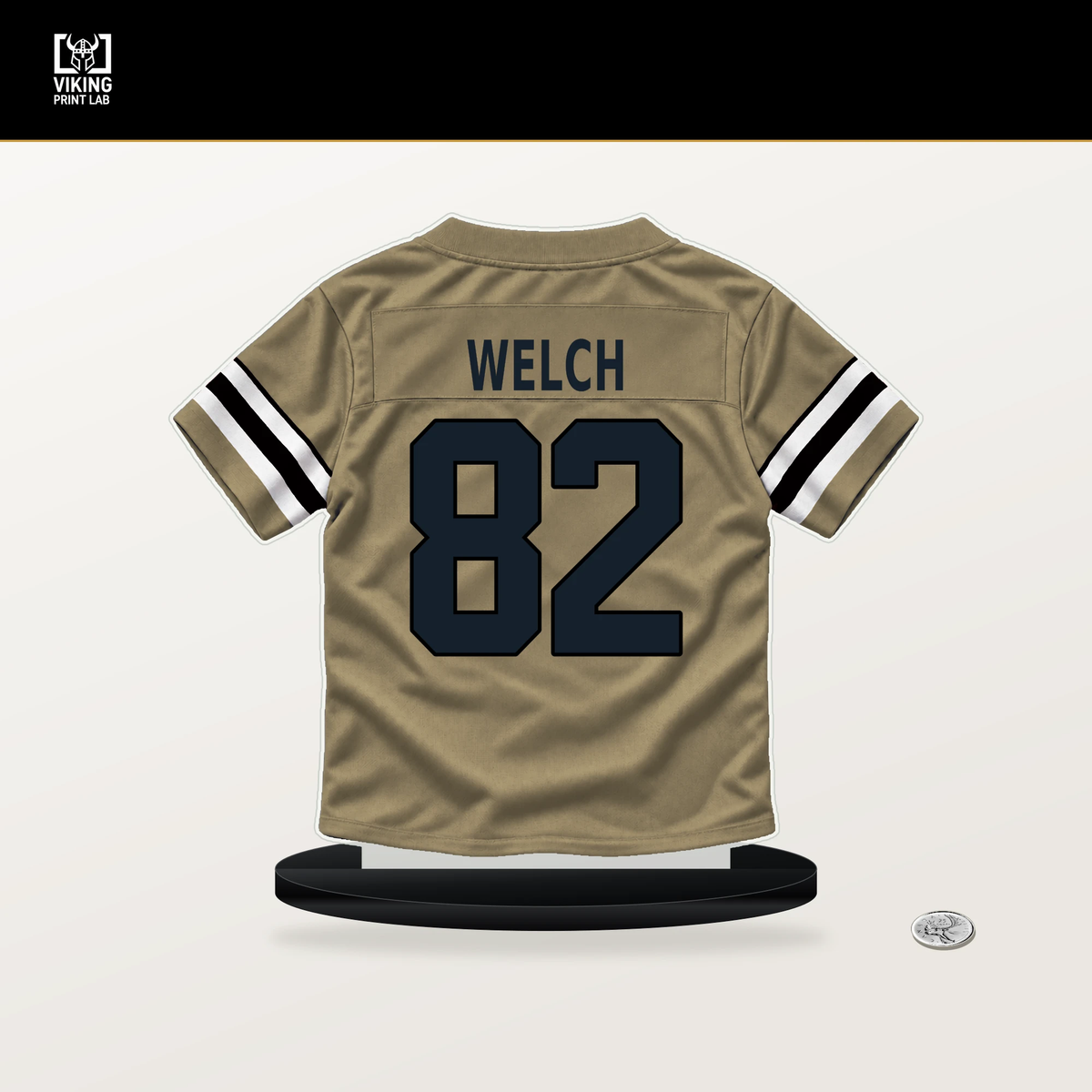 Treyton Welch number 82 New Orleans Saints jersey stand with included black base.