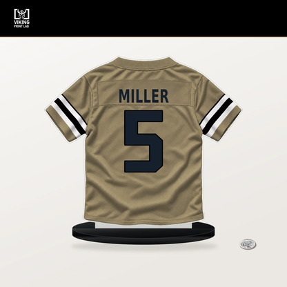 Kendre Miller number 5 New Orleans Saints jersey stand with included black base.