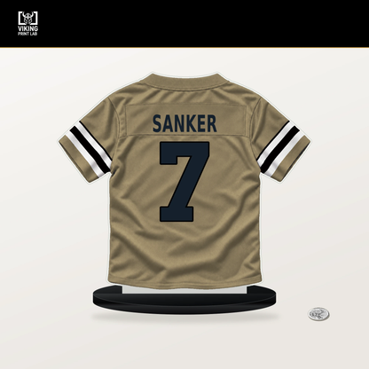 Jonas Sanker number 7 New Orleans Saints jersey stand with included black base.