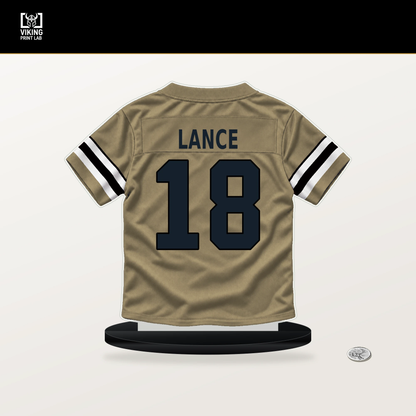 Bryce Lance number 18 New Orleans Saints jersey stand with included black base.