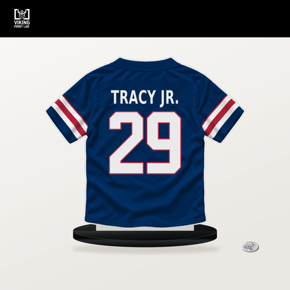 Tyrone Tracy Jr. number 29 New York Giants jersey stand with included black base.