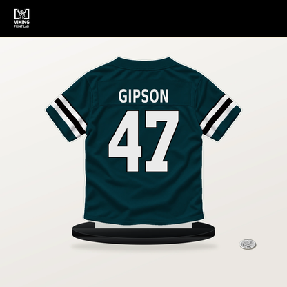 Xavier Gipson number 47 Philadelphia Eagles jersey stand with included black base.