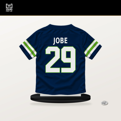 Josh Jobe number 29 Seattle Seahawks jersey stand with included black base.