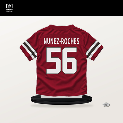Rakeem Nunez-Roches number 56 Tampa Bay Buccaneers jersey stand with included black base.