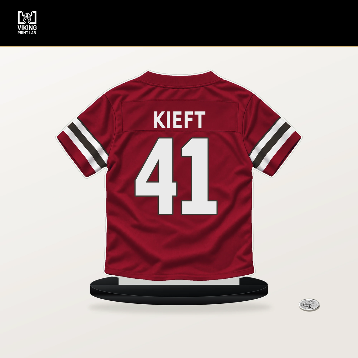 Ko Kieft number 41 Tampa Bay Buccaneers jersey stand with included black base.