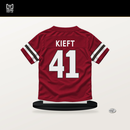 Ko Kieft number 41 Tampa Bay Buccaneers jersey stand with included black base.