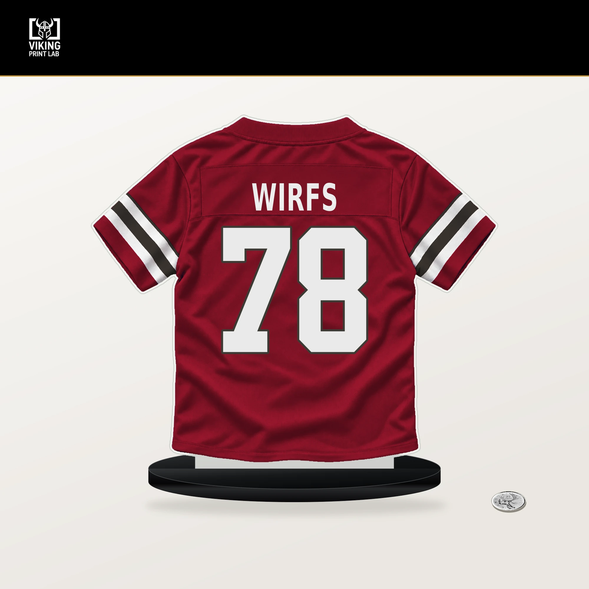 Tristan Wirfs number 78 Tampa Bay Buccaneers jersey stand with included black base.