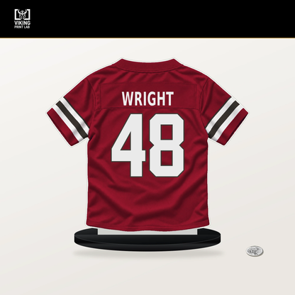 Javin Wright number 48 Tampa Bay Buccaneers jersey stand with included black base.