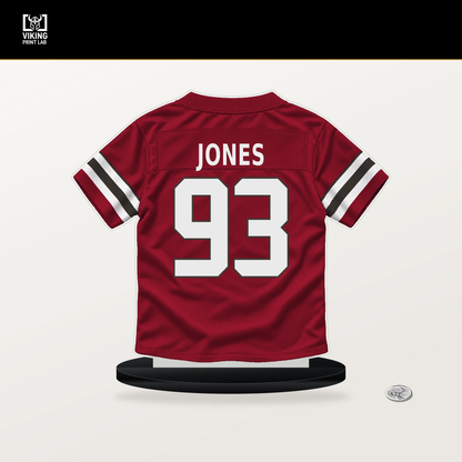 Jayson Jones number 93 Tampa Bay Buccaneers jersey stand with included black base.