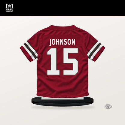Tez Johnson number 15 Tampa Bay Buccaneers jersey stand with included black base.