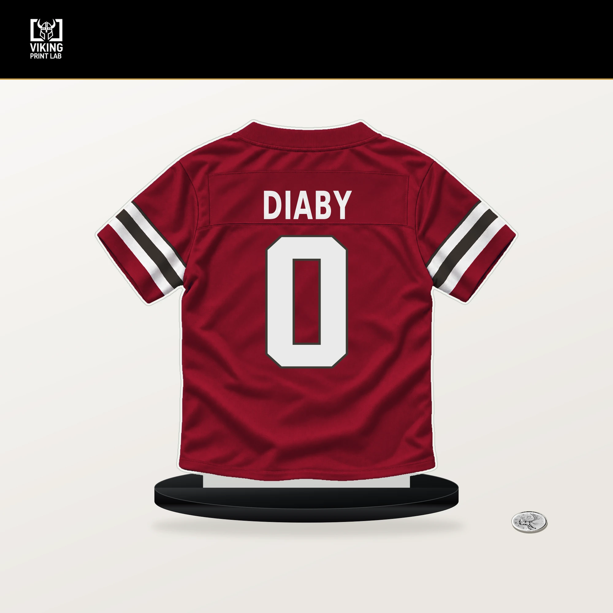Yaya Diaby number 0 Tampa Bay Buccaneers jersey stand with included black base.
