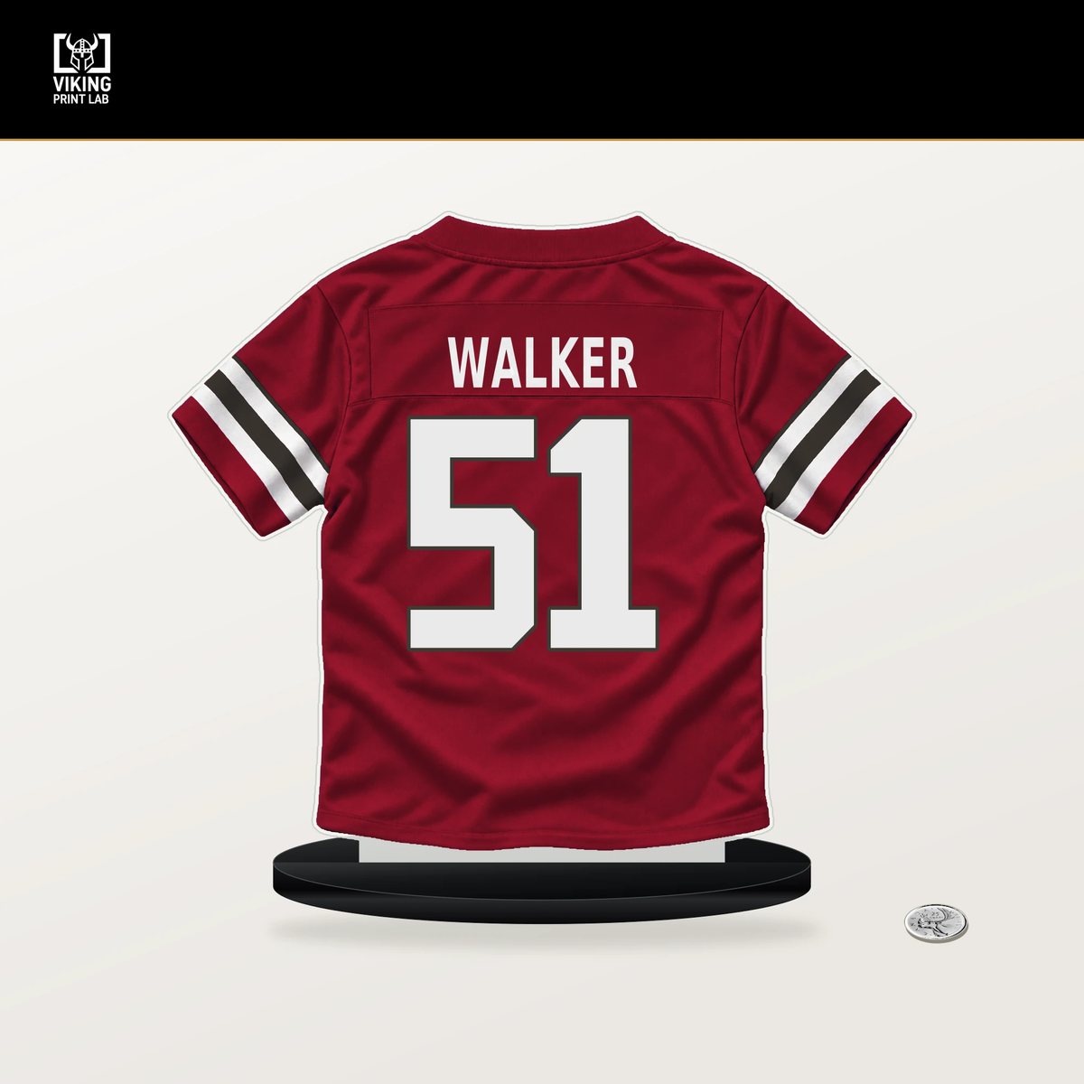 David Walker number 51 Tampa Bay Buccaneers jersey stand with included black base.