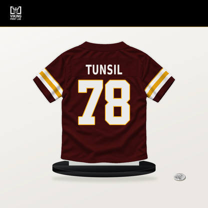 Laremy Tunsil number 78 Washington Commanders jersey stand with included black base.