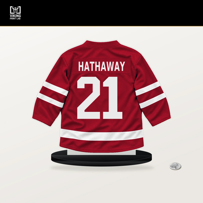 Garnet Hathaway number 21 Florida Panthers jersey stand with included black base.