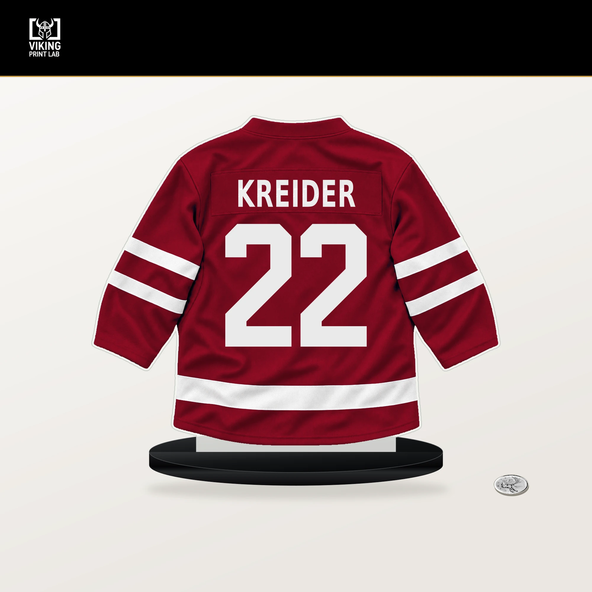 Chris Kreider number 22 Montreal Canadiens jersey stand with included black base.