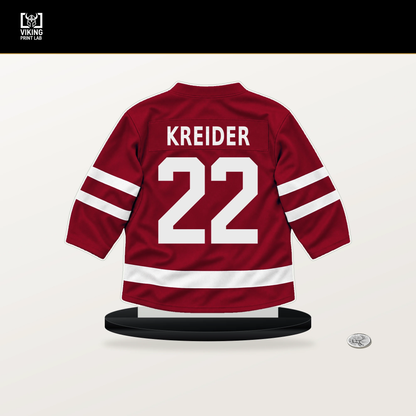 Chris Kreider number 22 Montreal Canadiens jersey stand with included black base.