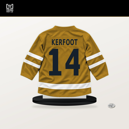 Alexander Kerfoot number 14 Nashville Predators jersey stand with included black base.