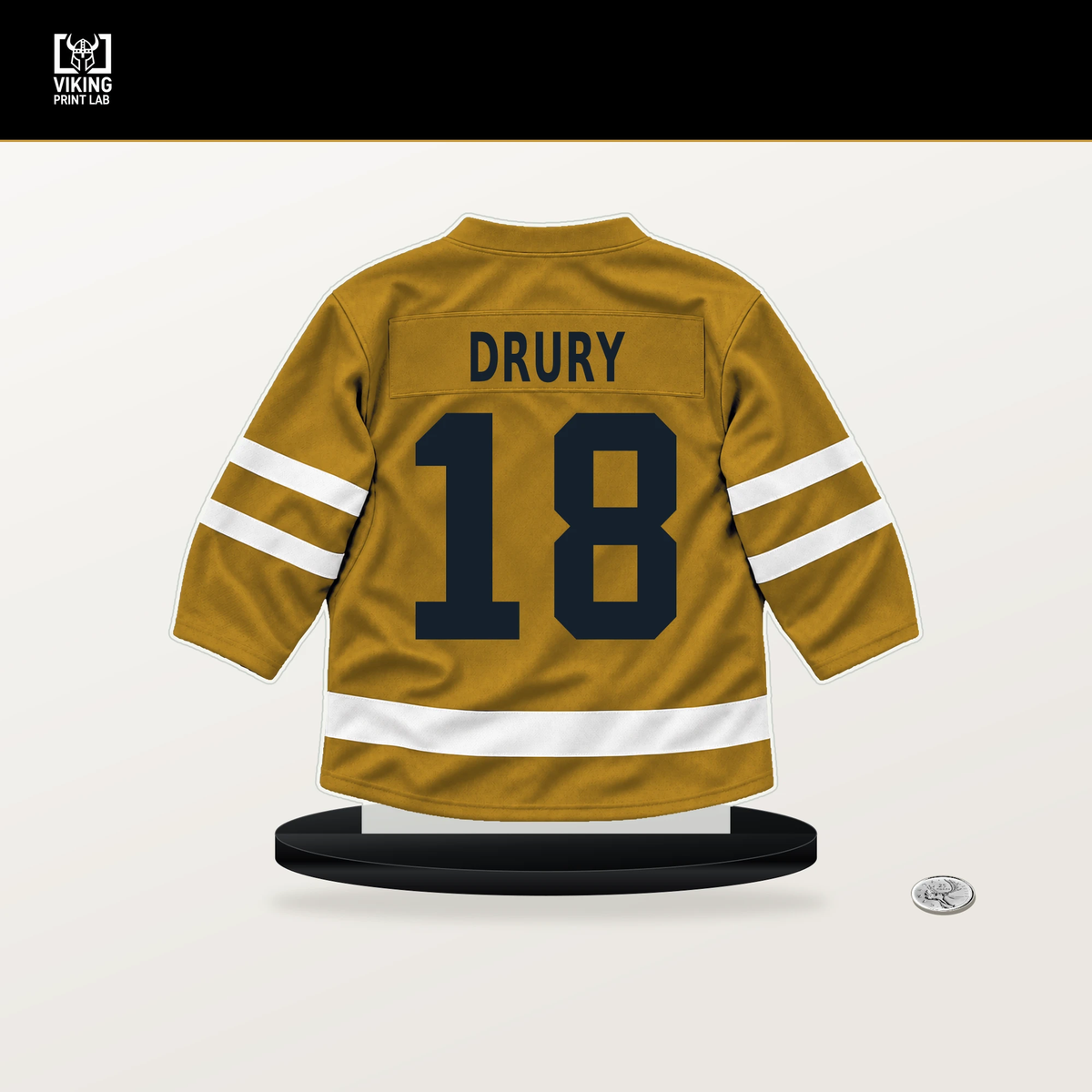 Jack Drury number 18 Nashville Predators jersey stand with included black base.