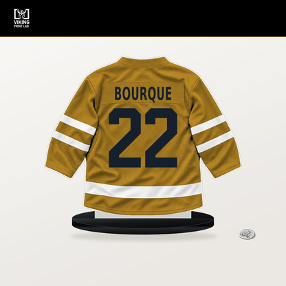 Mavrik Bourque number 22 Nashville Predators jersey stand with included black base.