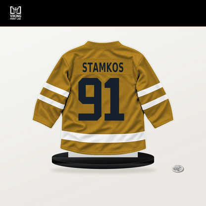 Steven Stamkos number 91 Nashville Predators jersey stand with included black base.
