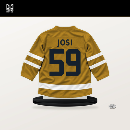 Roman Josi number 59 Nashville Predators jersey stand with included black base.
