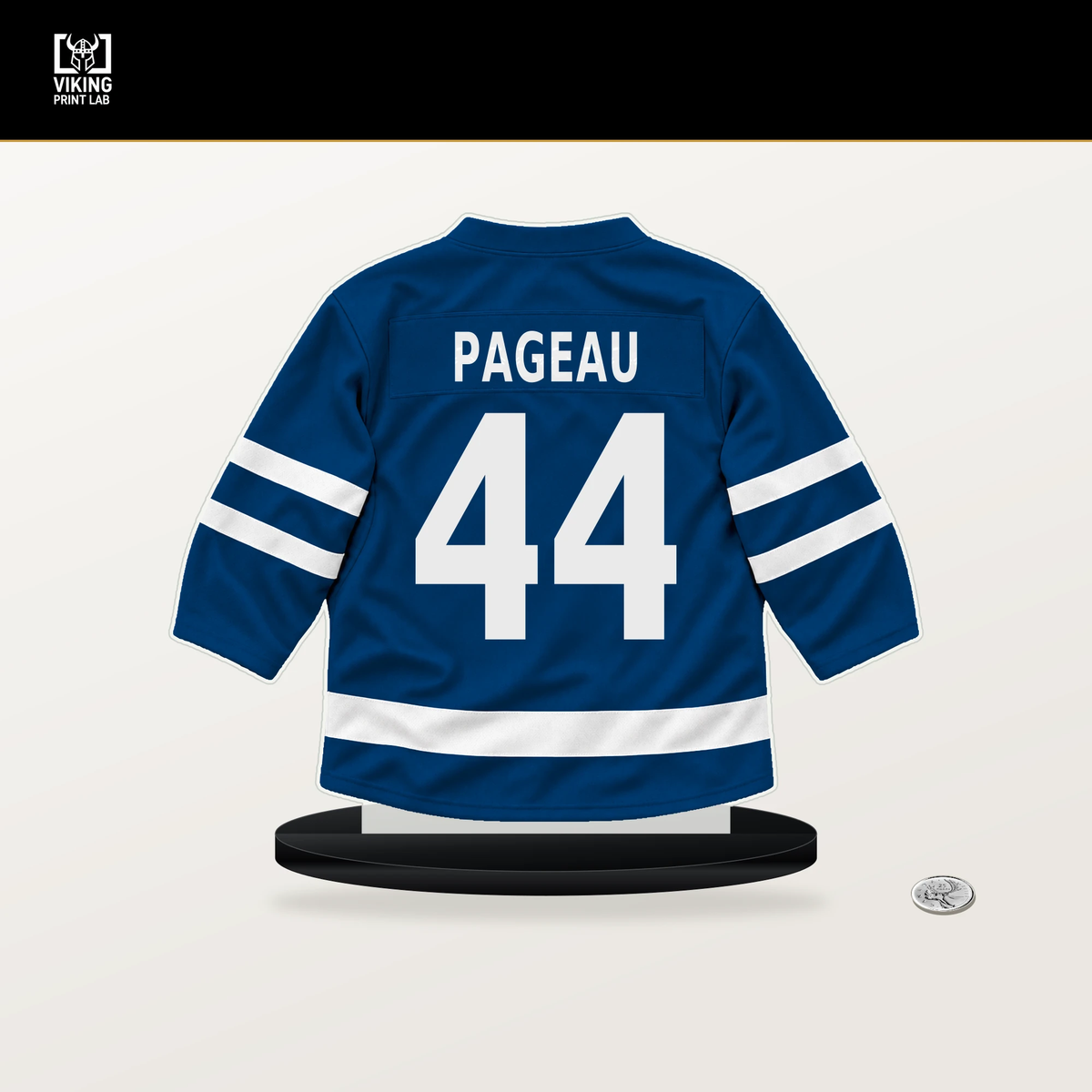 Jean-Gabriel Pageau number 44 New York Islanders jersey stand with included black base.