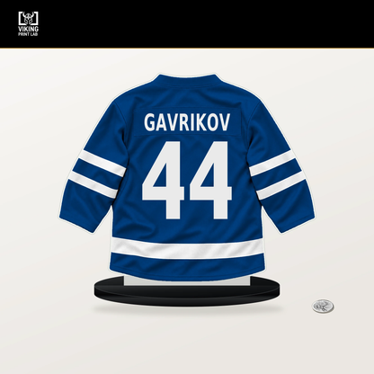 Vladislav Gavrikov number 44 New York Rangers jersey stand with included black base.
