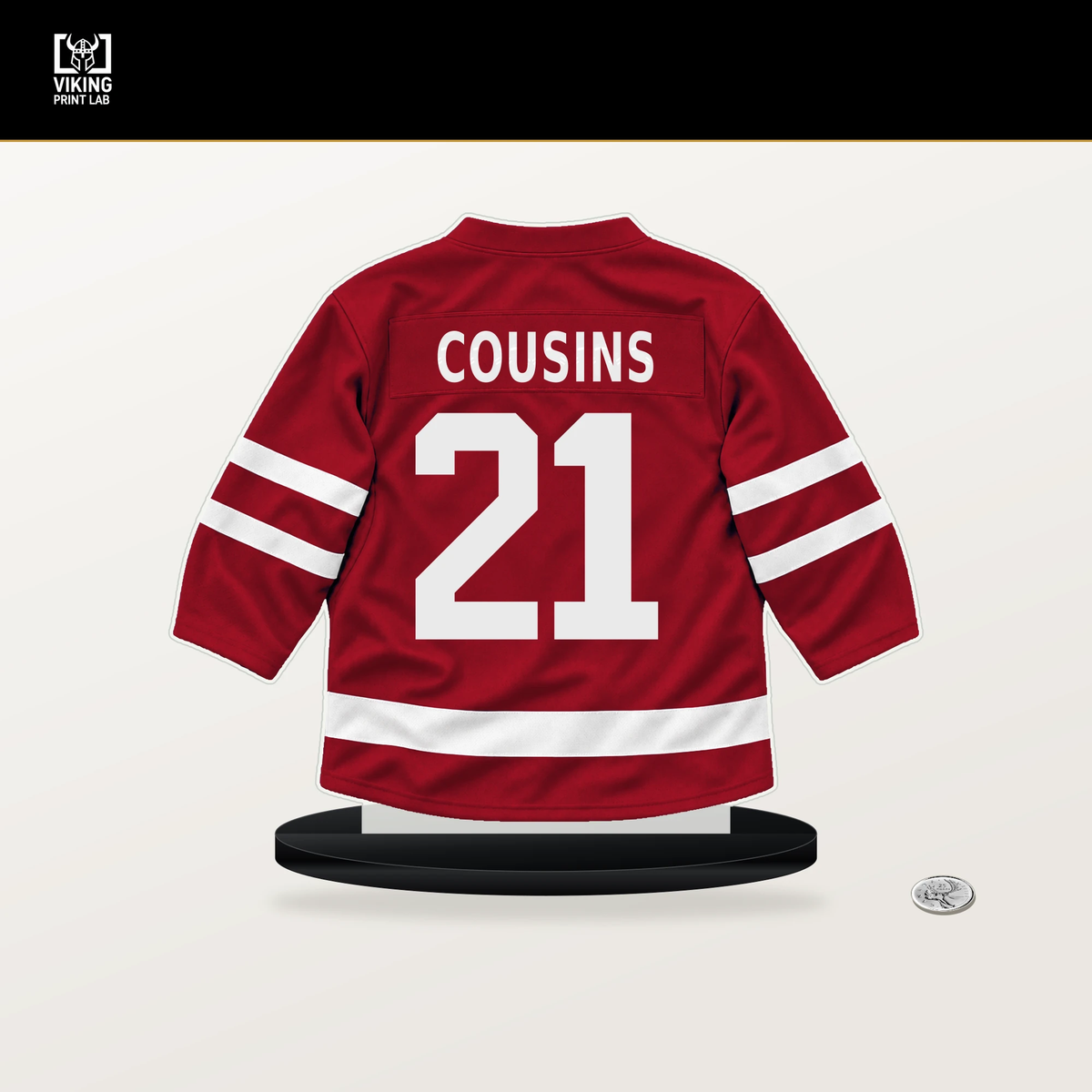 Nick Cousins number 21 Ottawa Senators jersey stand with included black base.