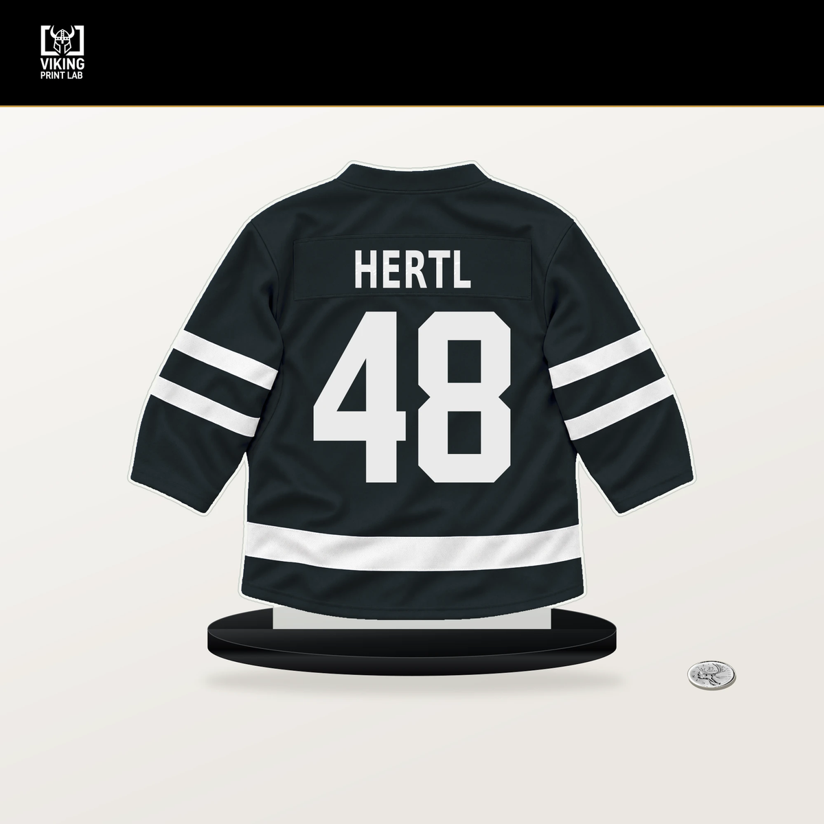 Tomas Hertl number 48 Vegas Golden Knights jersey stand with included black base.