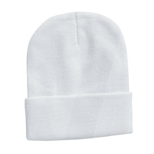 Sportsman SP12 cuffed toque in White; blank manufacturer product reference, embroidery quoted separately