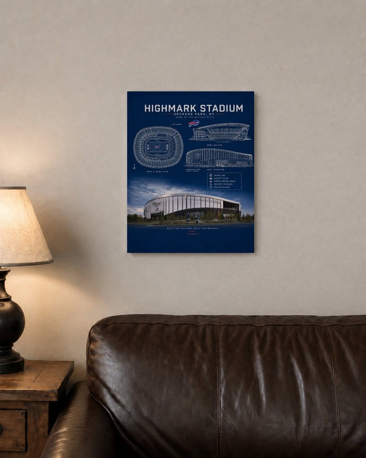 Highmark Stadium Blueprint Art Print – 11″ × 14″ Buffalo Football Wall Art