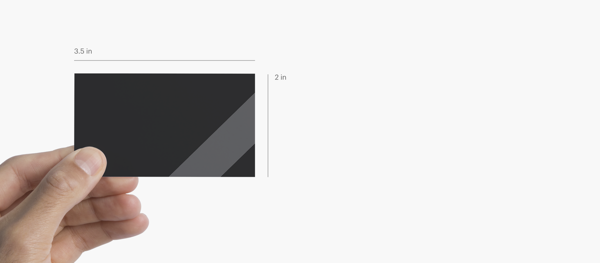 Standard rectangle business card size illustration labelled3.5 × 2 inches;not a square-format example.