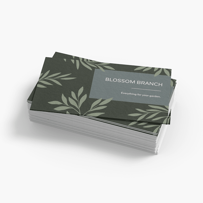 Stack of hemp-blend business cards with botanical sample artwork