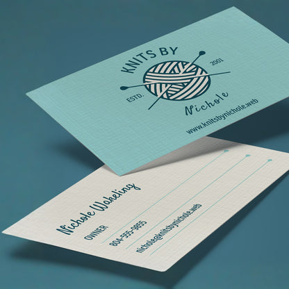 Example linen business cards showing a custom front and writable reverse.