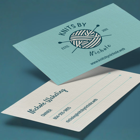 Example linen business cards showing a custom front and writable reverse.