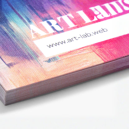Close-up of printed artwork on linen-textured card stock.