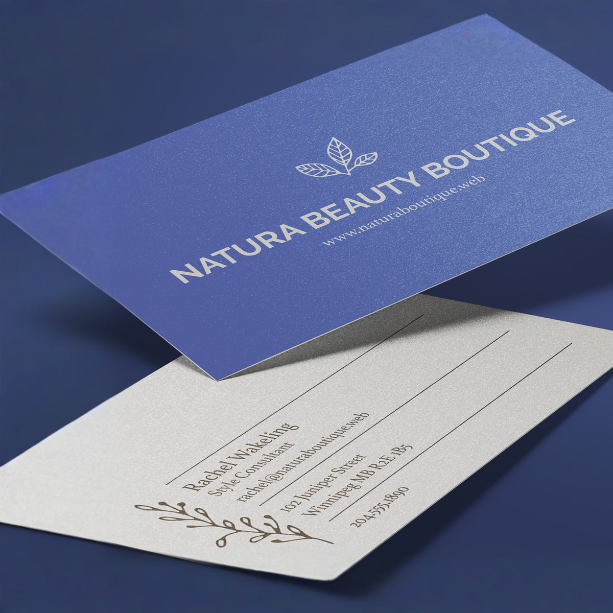 Pearl business cards with salon sample artwork