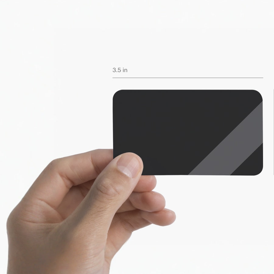 Standard rectangular business-card size reference with rounded corners.