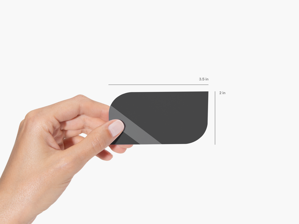 Leaf-shaped business card showing 3.5 by 2 inch size