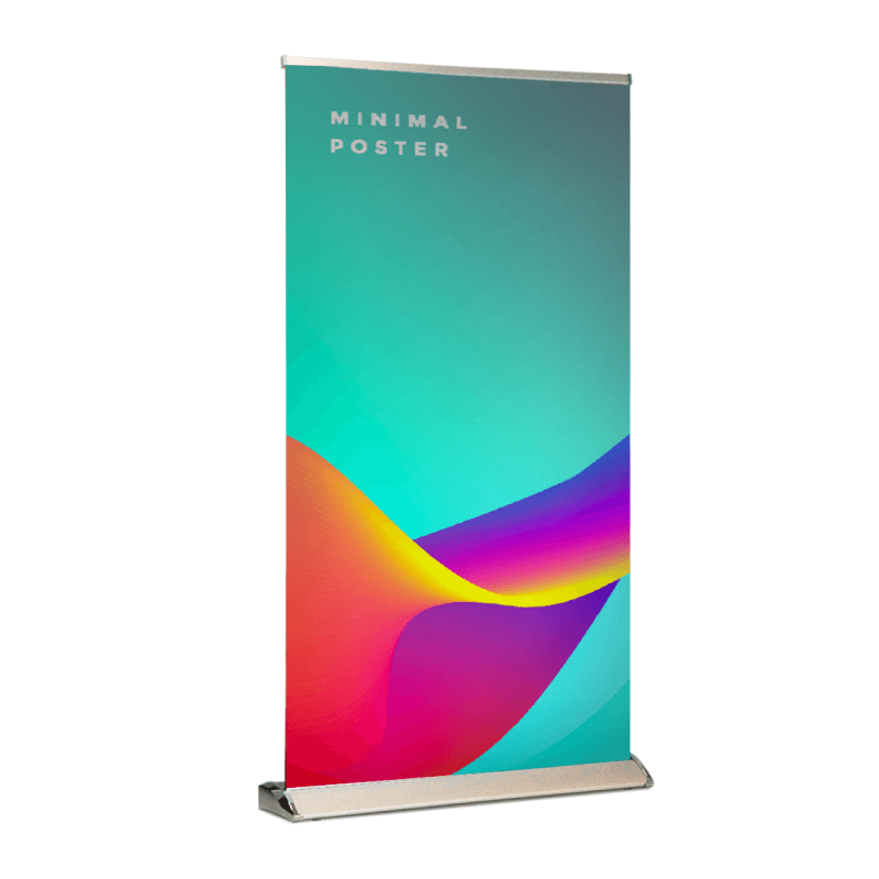 Premium wide retractable banner with printed sample artwork