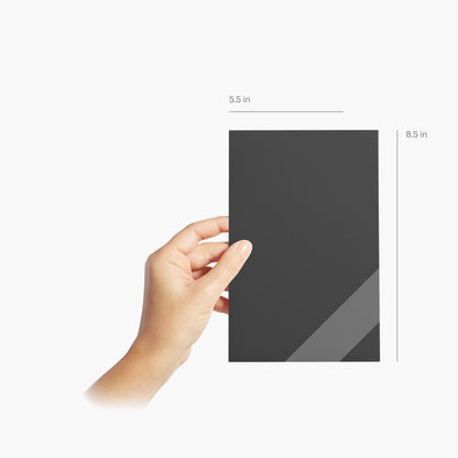 Example 5.5 by 8.5 inch custom notepad showing its half-letter size.